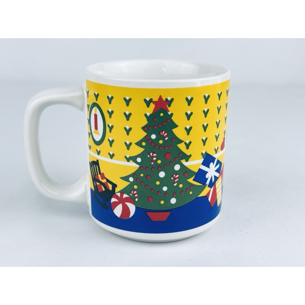 Vintage Master Craft Stoneware Korea Christmas Santa Tree Coffee Mug Holiday